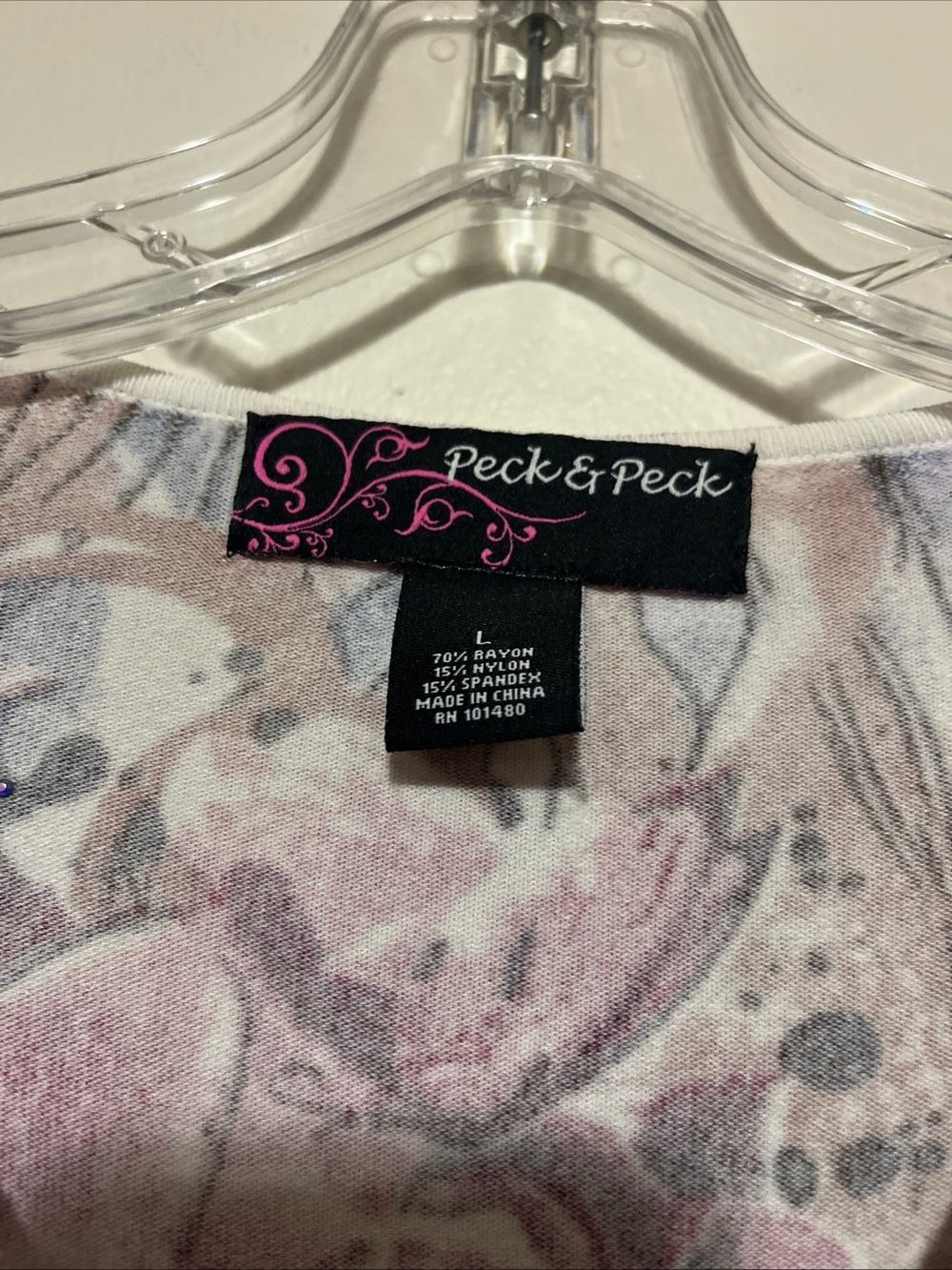 Peck & Peck Floral V-Neck Sweater - Magenta, Purple & Cream - Picture 3 of 4